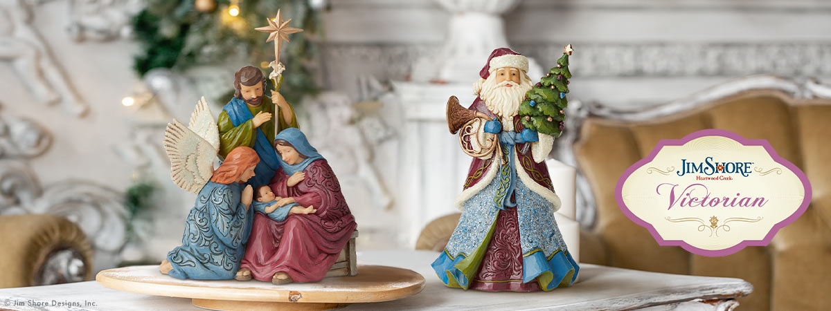 Nativity and Santa figurines from Jim Shore's Victorian Collection