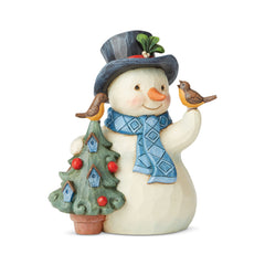 Pint Snowman with Tree/Birds