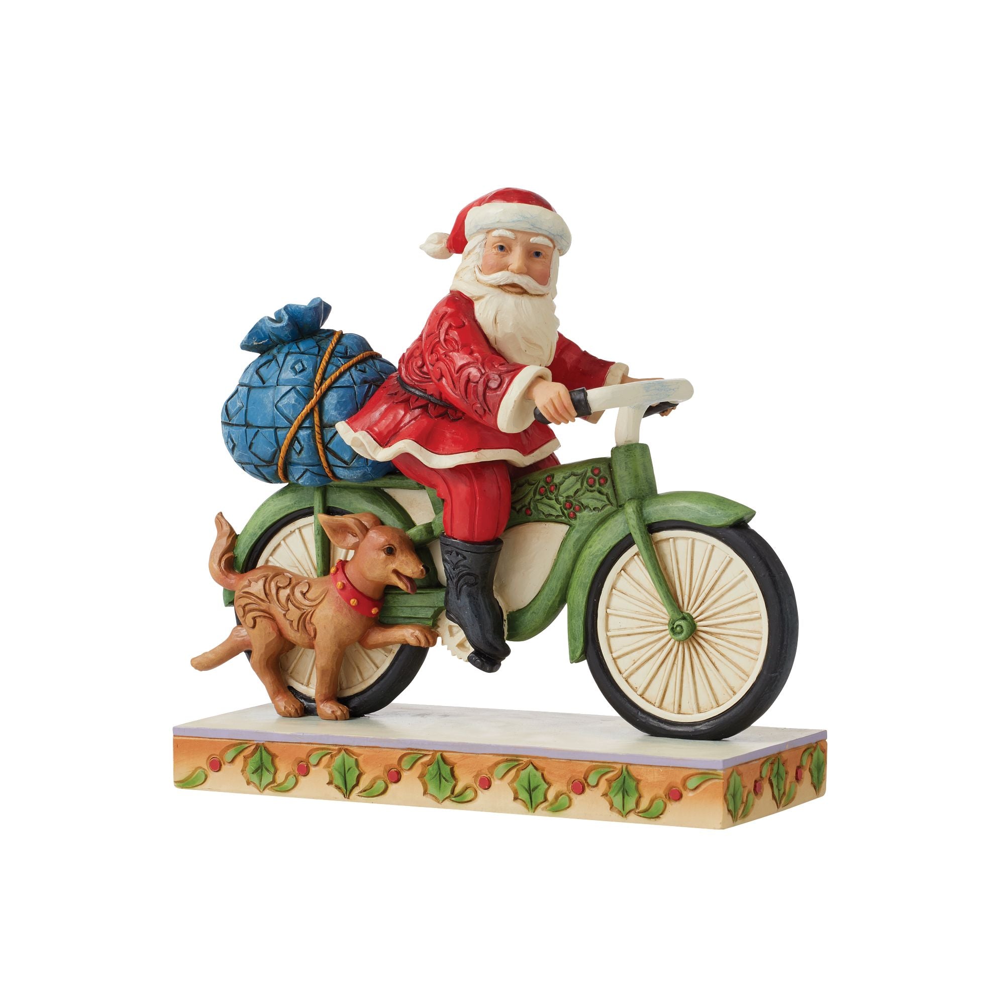 Vintage Christmas Bicycle Ride Figurine with Santa Mrs.Claus & popular Friends 10.5