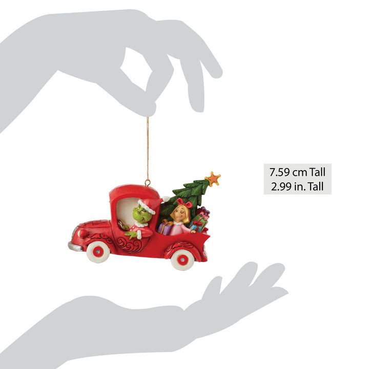 Grinch in Red Truck Ornament