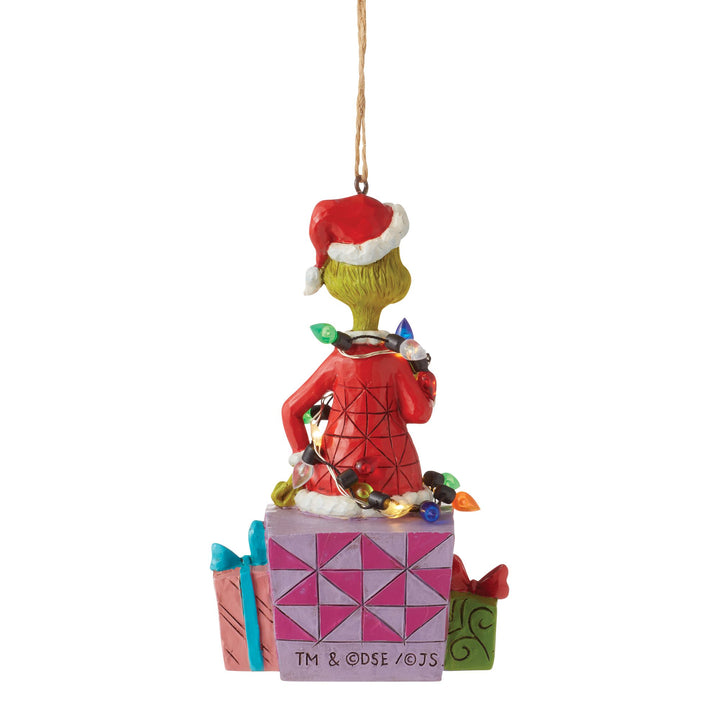 Grinch on Present Ornament