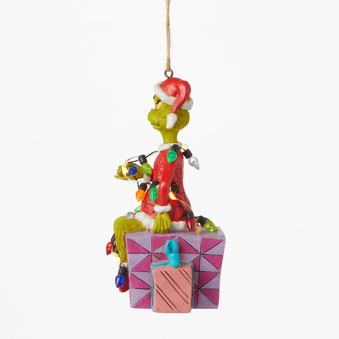 Grinch on Present Ornament