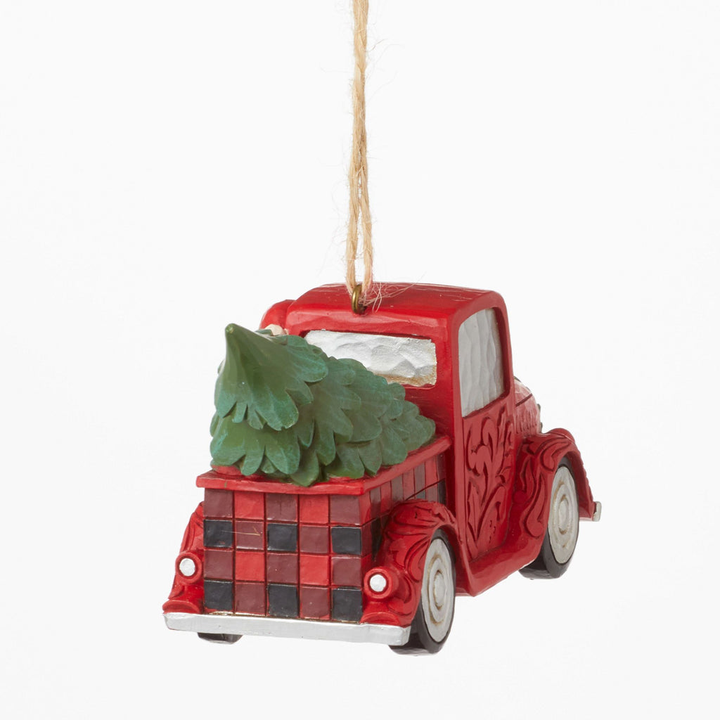 HG Santa Plaid Red Truck Orn