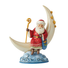 Santa on Cresent Moon Figurine