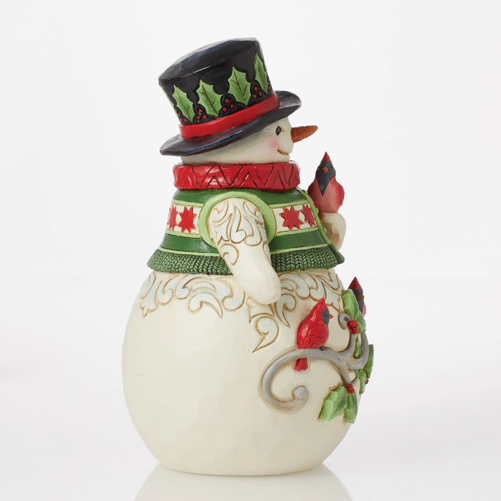 Snowman with Cardinal Scene