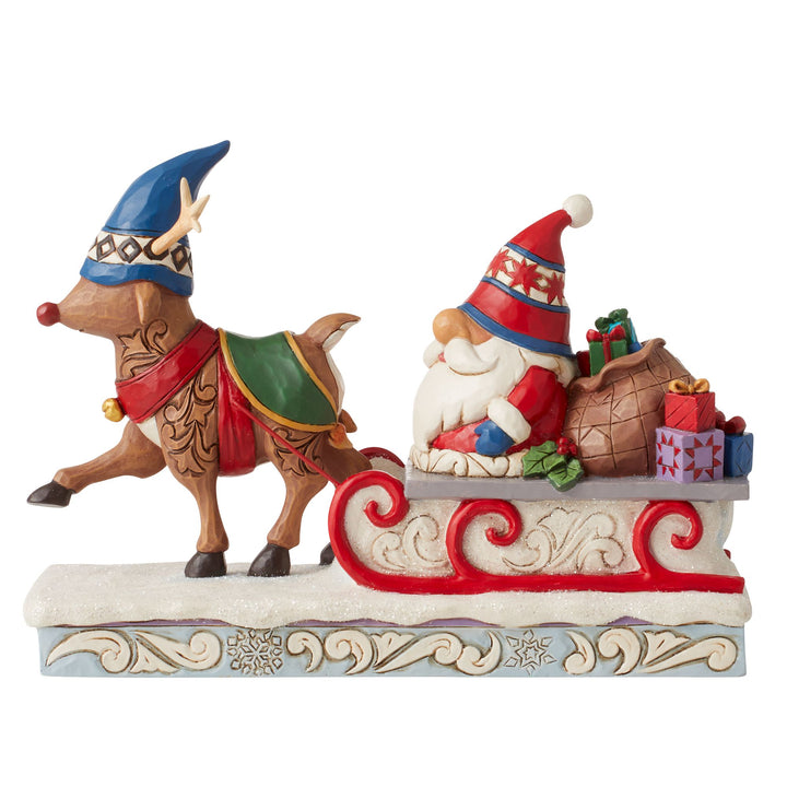 Reindeer Pulling Gnome Sled