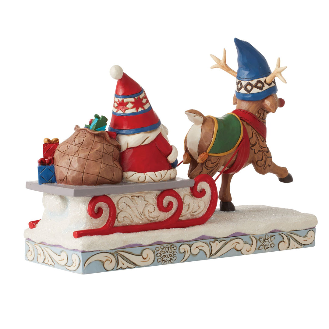 Reindeer Pulling Gnome Sled