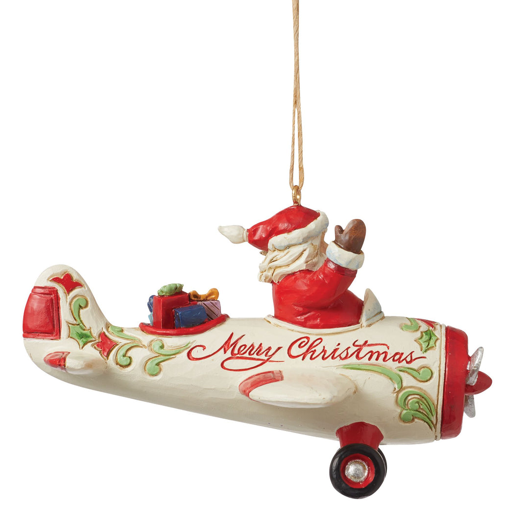 Santa in Airplane Ornament