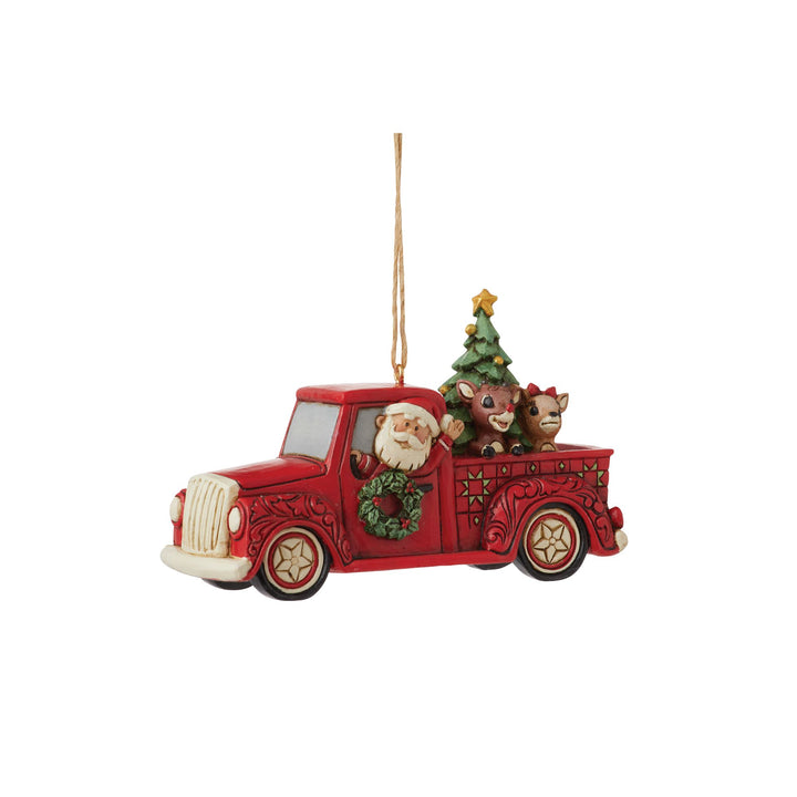 Rudolph in Red Truck Ornament