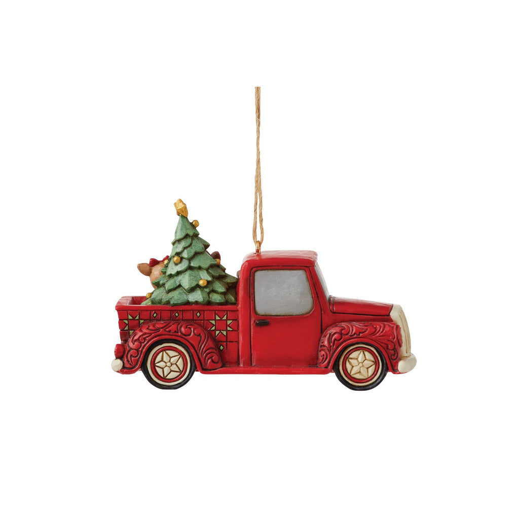 Rudolph in Red Truck Ornament