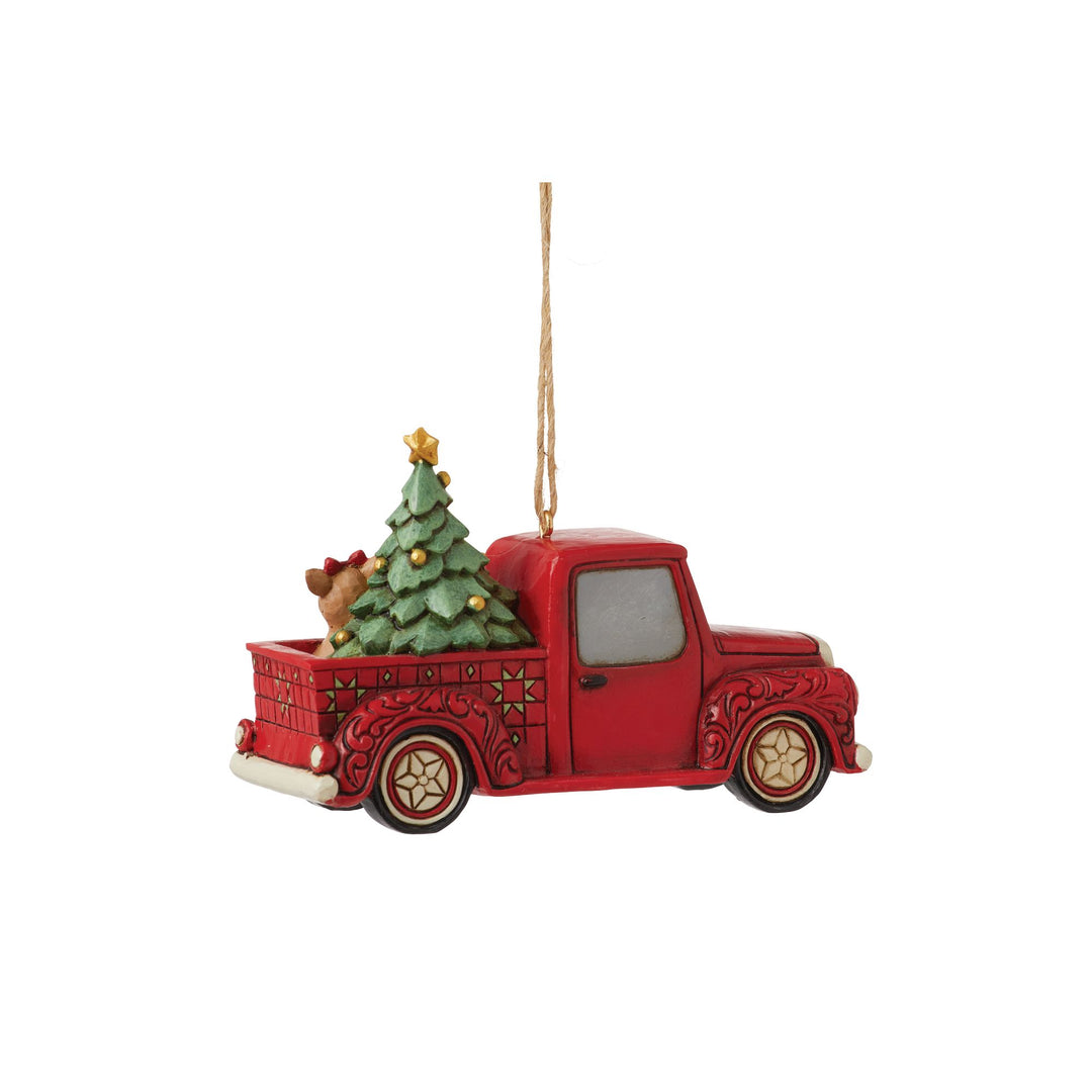 Rudolph in Red Truck Ornament