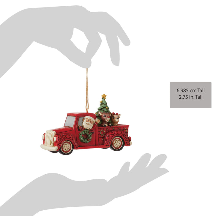 Rudolph in Red Truck Ornament