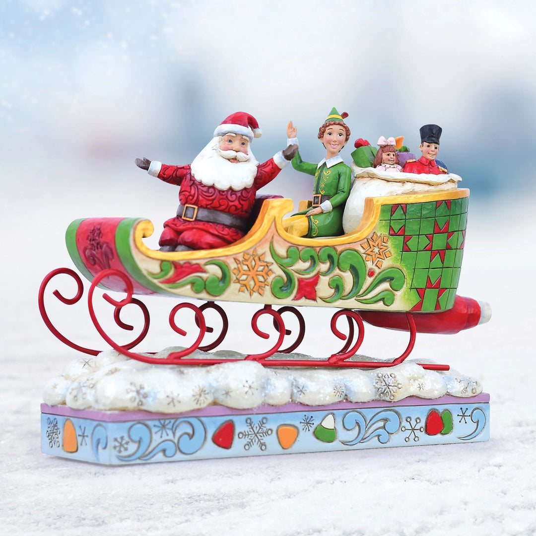 Buddy Elf with Santa in Sleigh