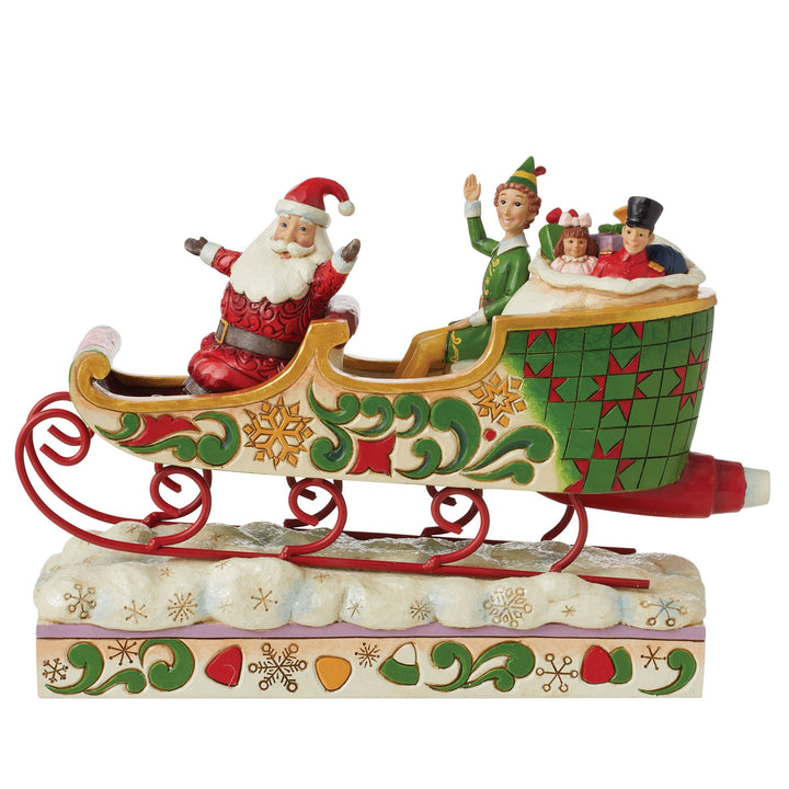 Buddy Elf with Santa in Sleigh