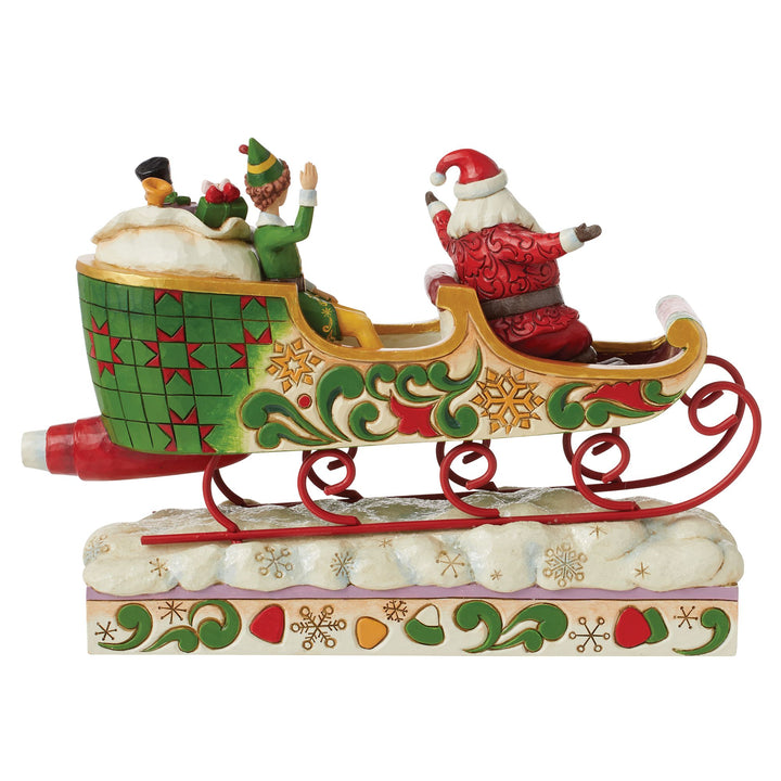 Buddy Elf with Santa in Sleigh