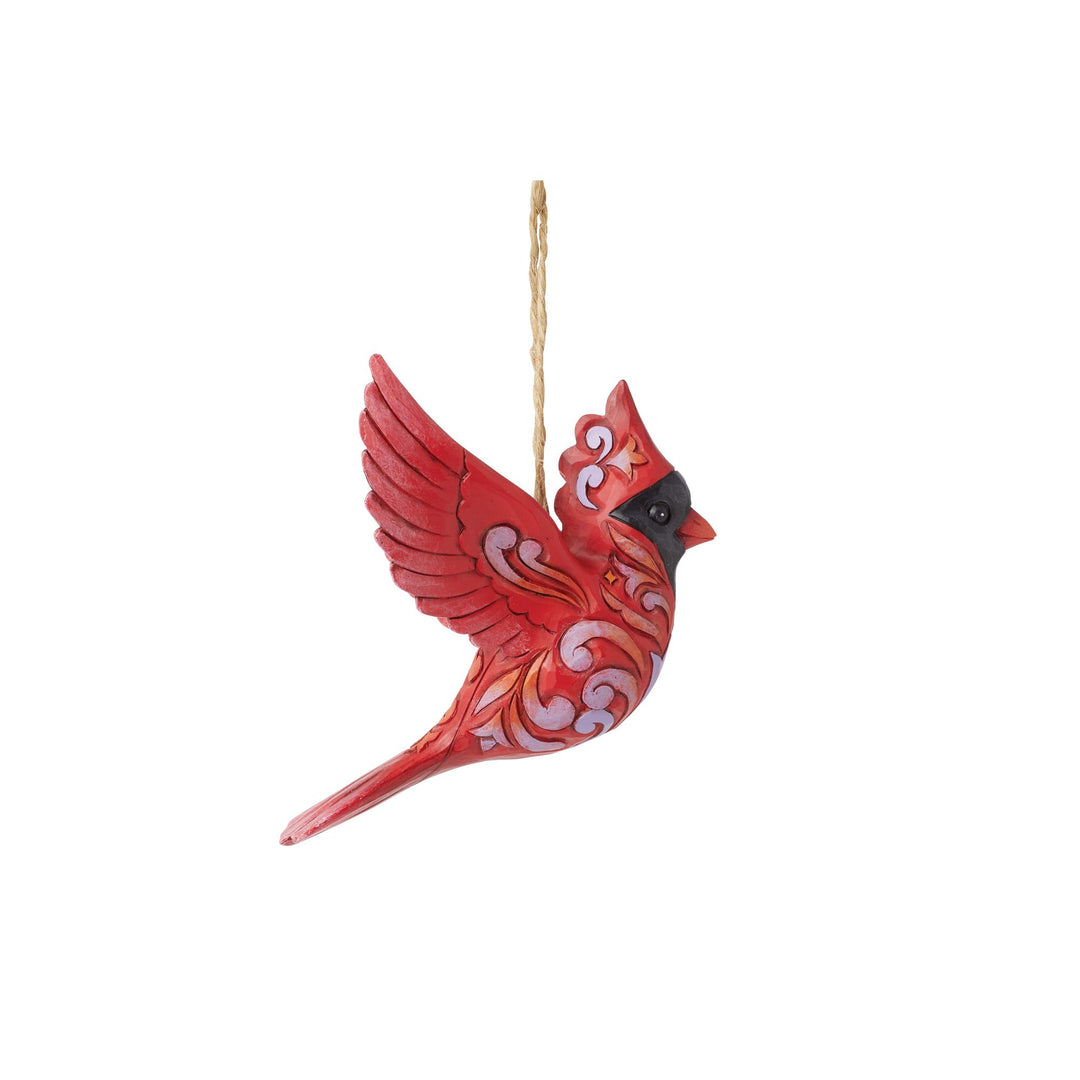 Caring Cardinal In Flight Orn