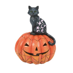 Black Cat on Pumpkin LED Fig