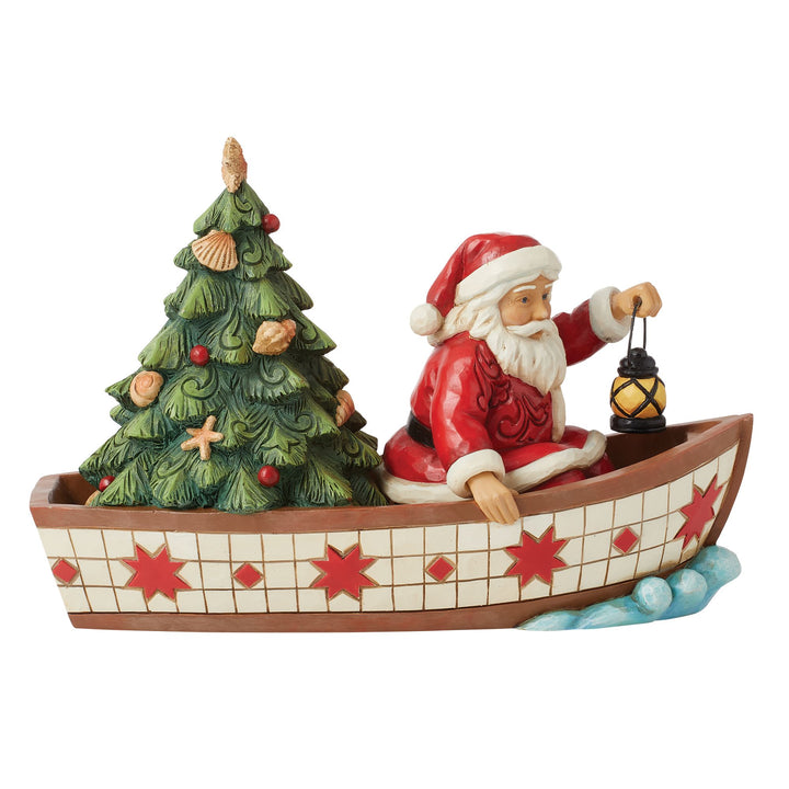 Santa in Boat With Tree Fig