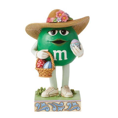 Jim Shore M&M'S: Green M&M With Easter Hat and Basket Figurine