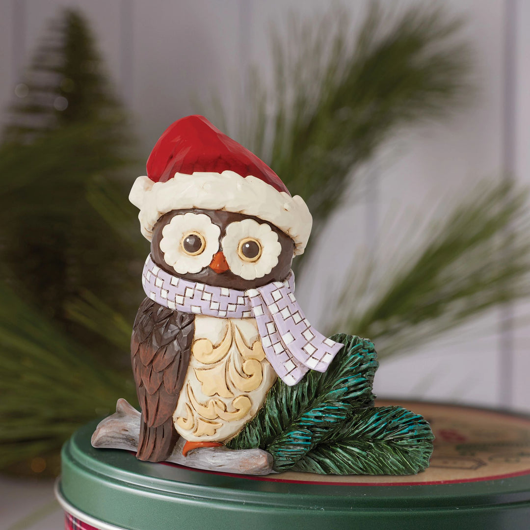 Mini Owl with Santa Hat Fig