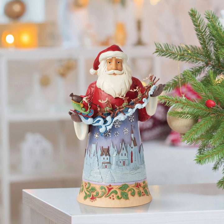 Santa Over Night Sky Figurine