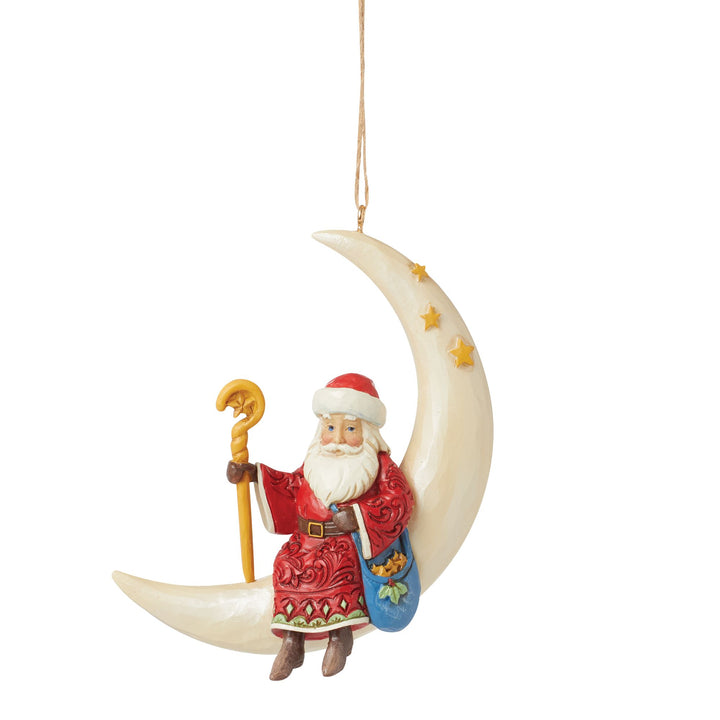 Santa in Moon Ornament