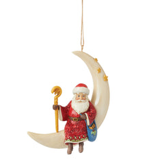 Santa in Moon Ornament