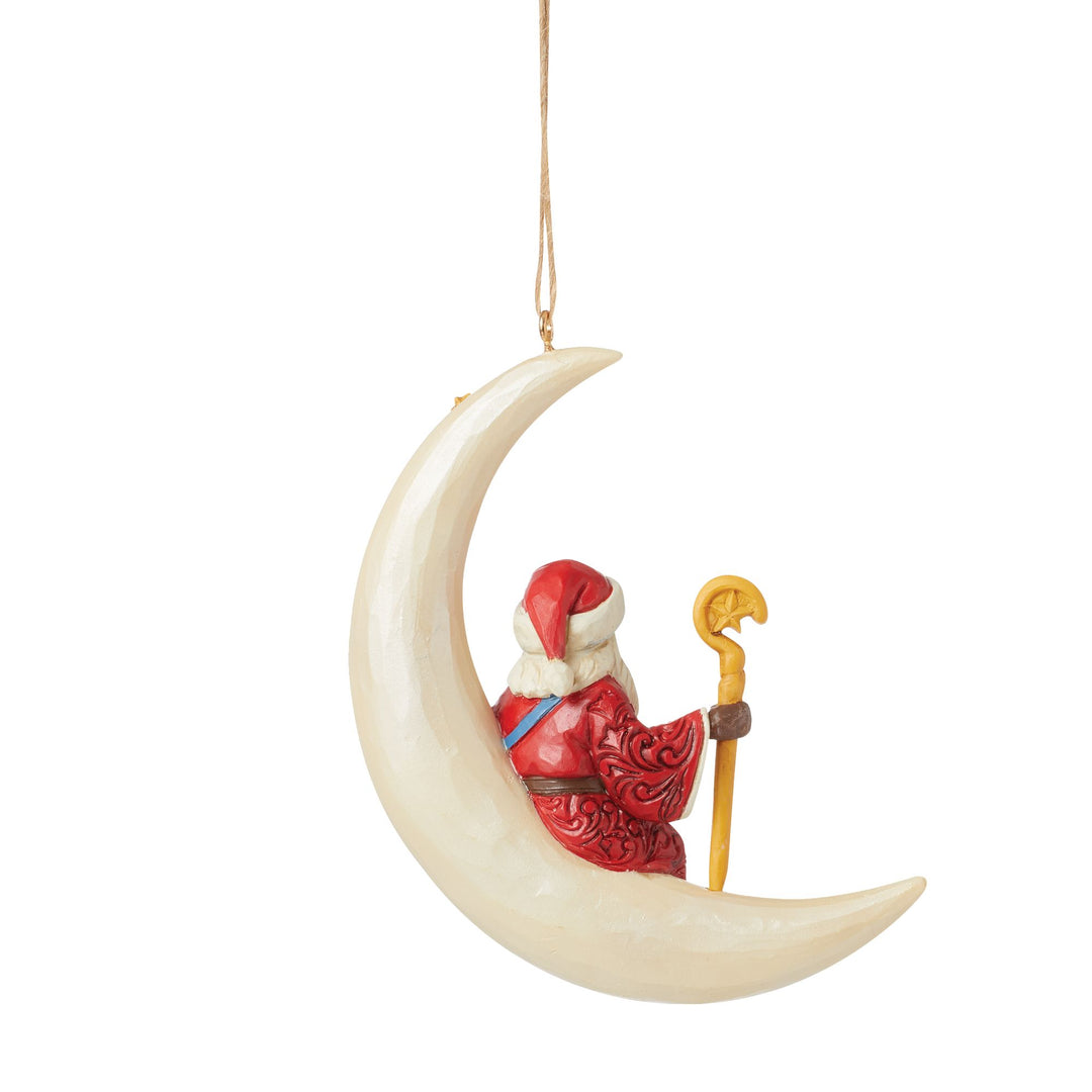 Santa in Moon Ornament