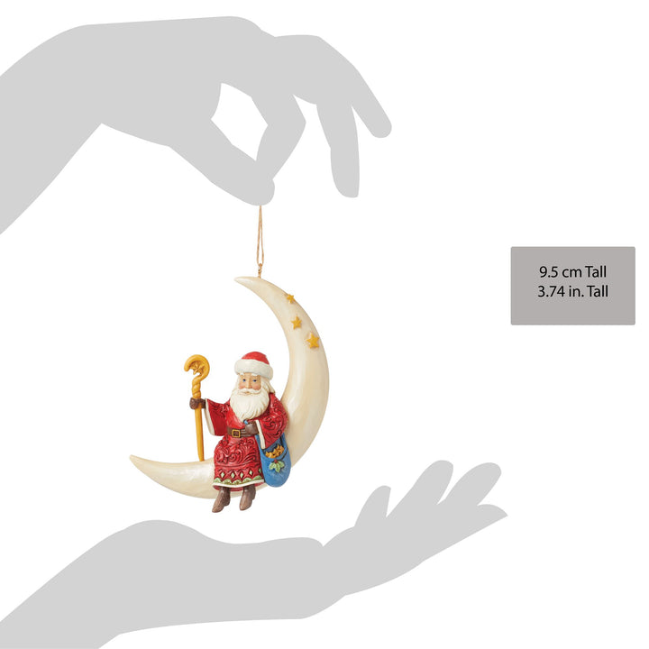 Santa in Moon Ornament