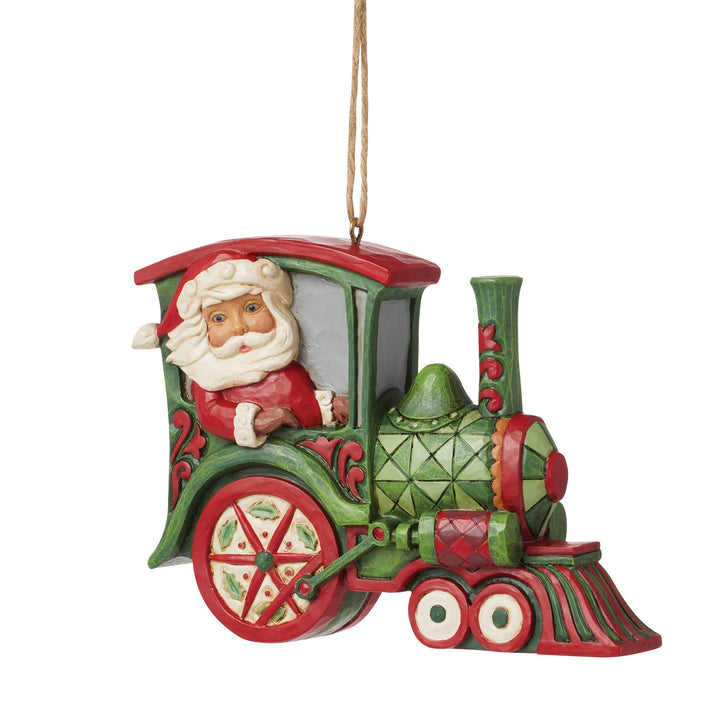 Santa in Train Ornament