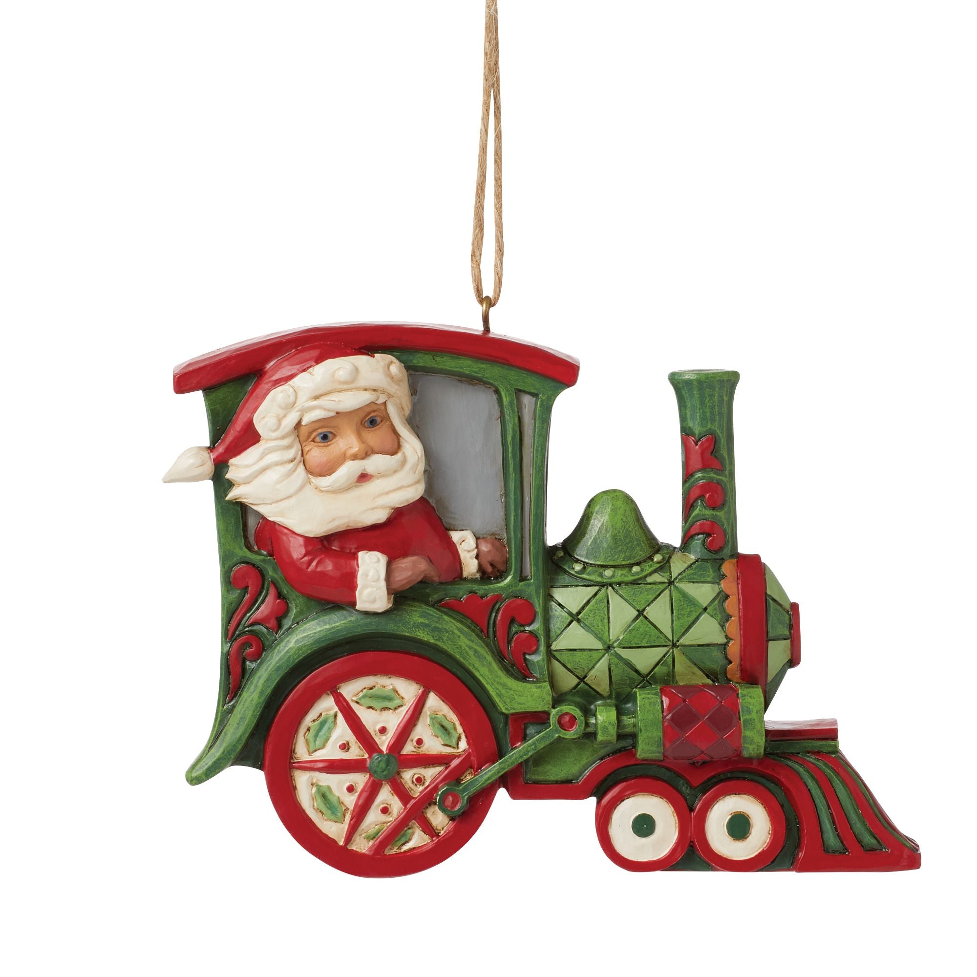 Santa in Train Ornament