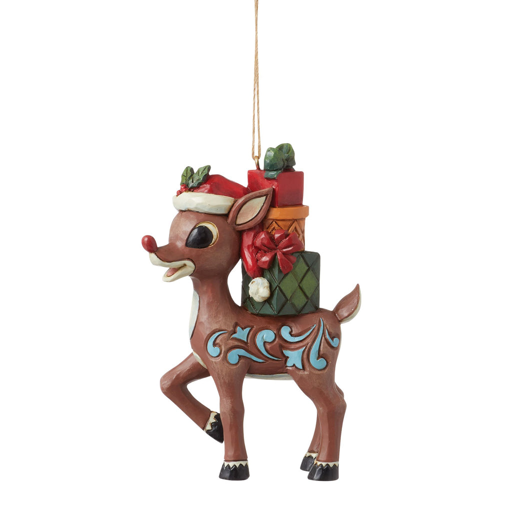 Rudolph with Stacked Presents