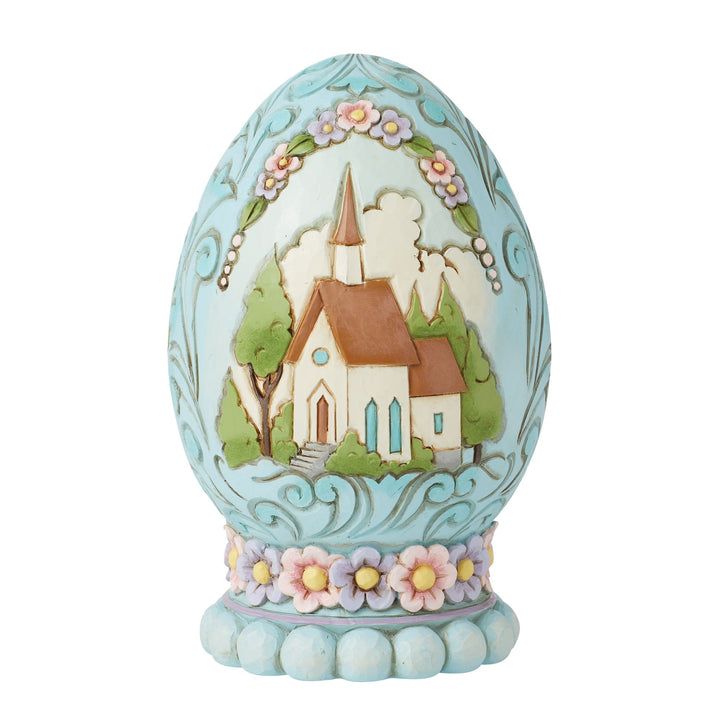 Egg with Church Scene Figurine