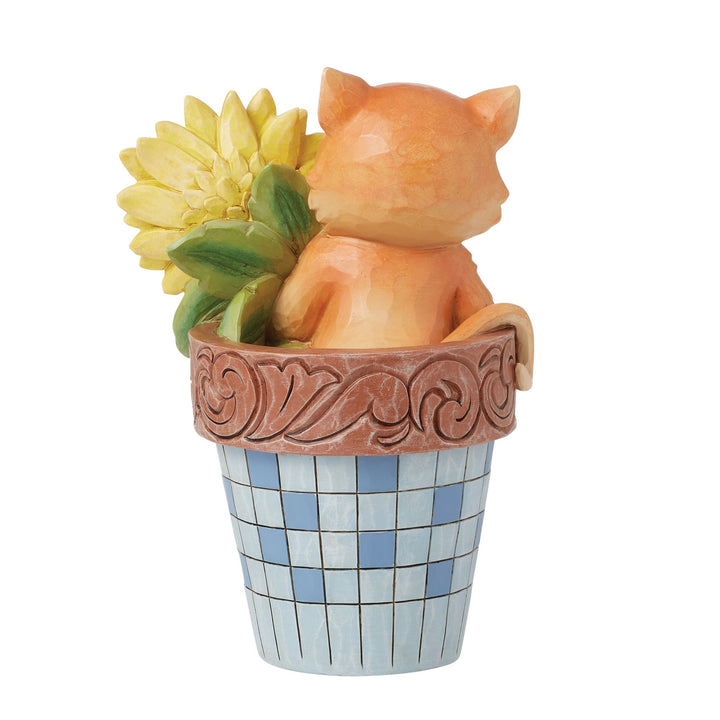 Cat in Flowerpot Figurine