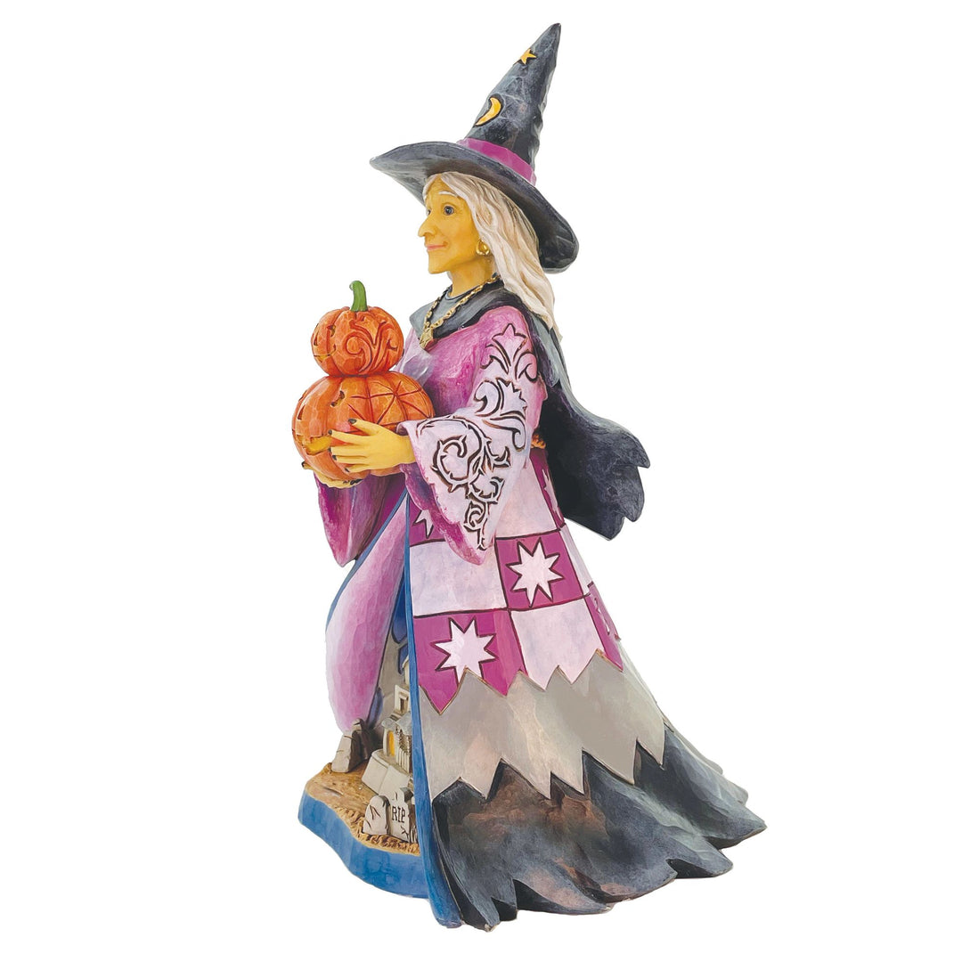 Witch Holding Pumpkins LED Fig