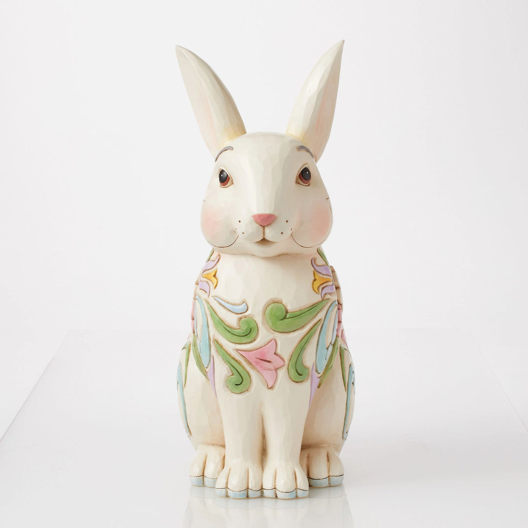 Planter White Floral Rabbit