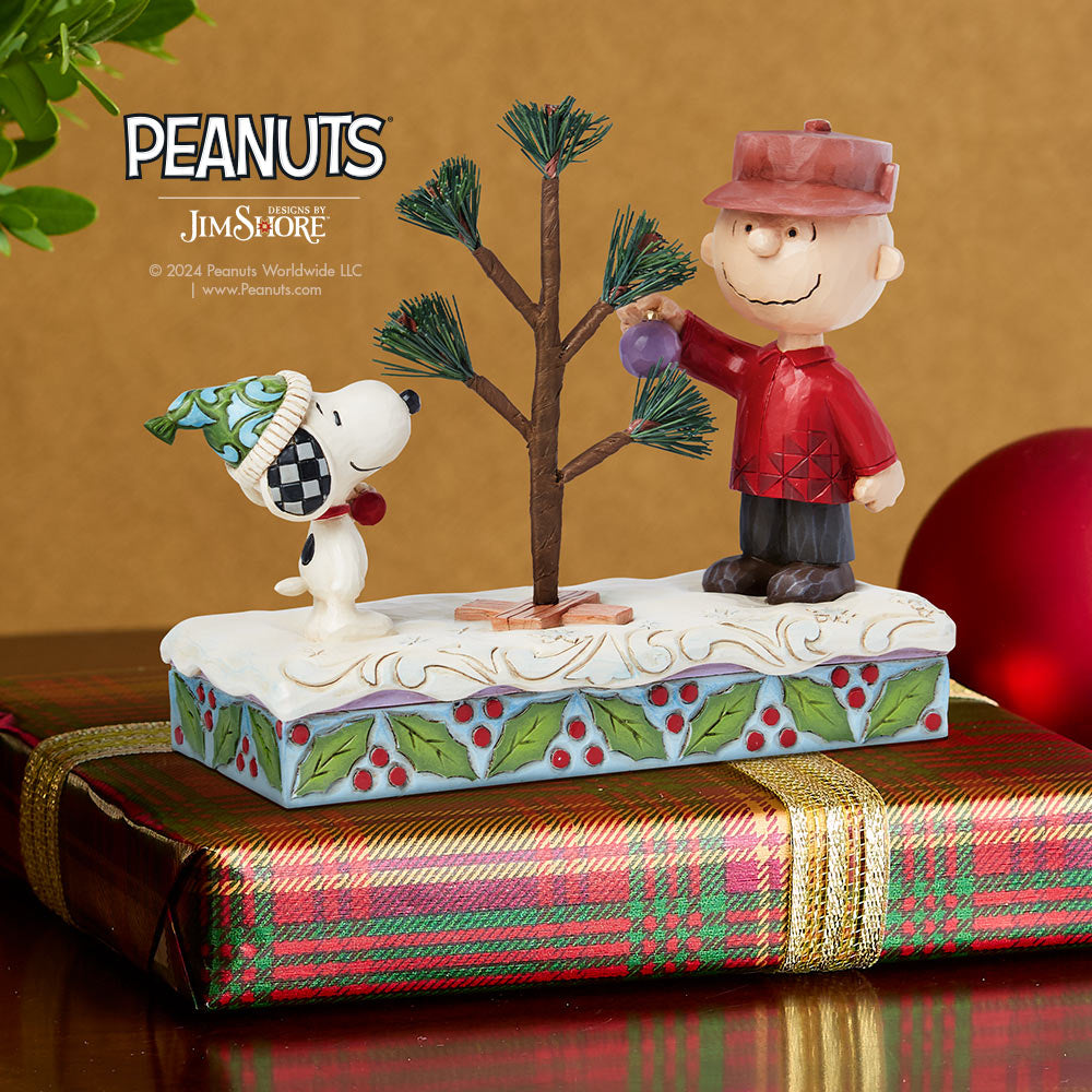 Charlie Brown and Snoopy with Christmas tree