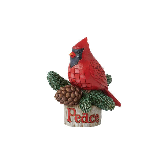 Cardinal in nest pintsize figurine