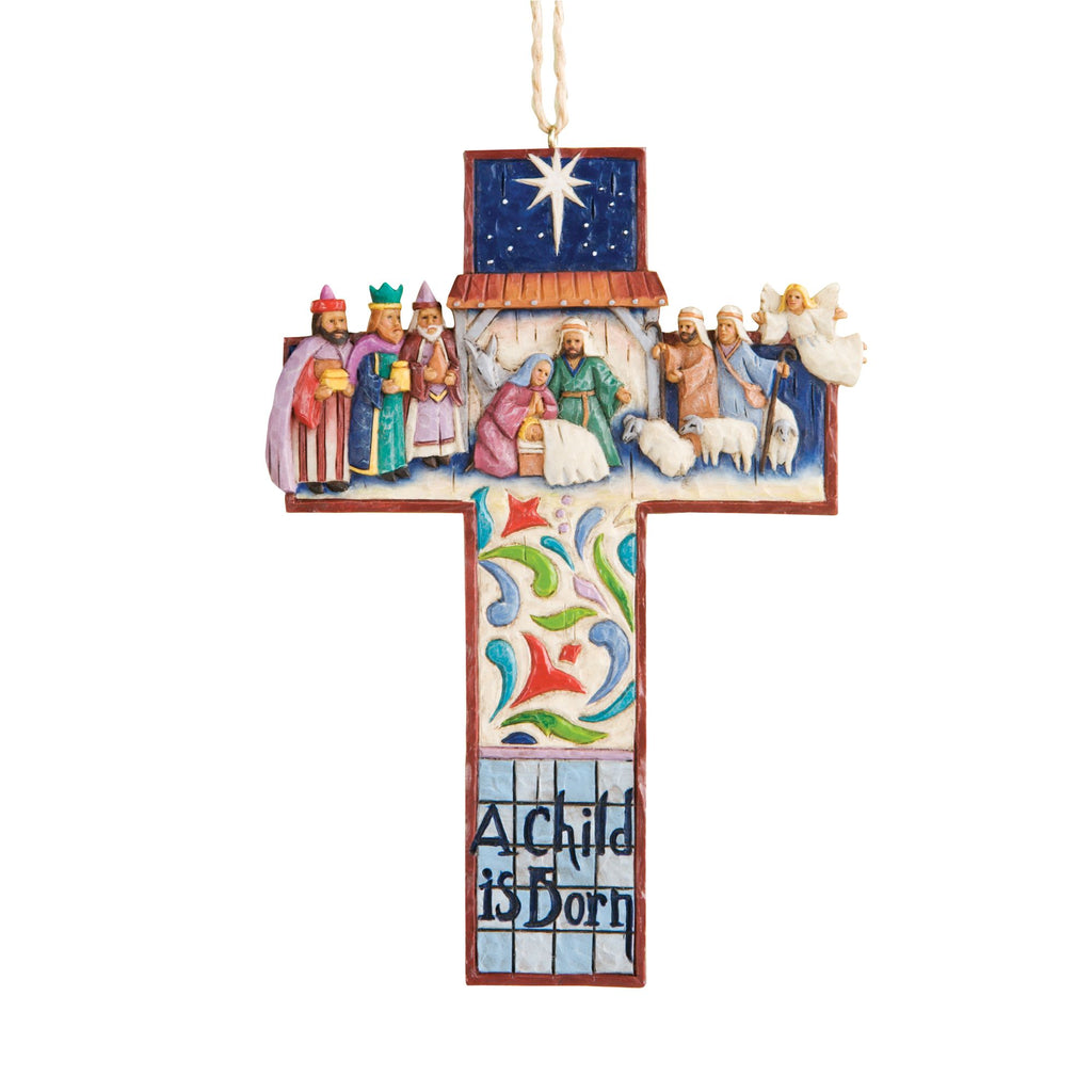 Cross Nativity Scene Ornament