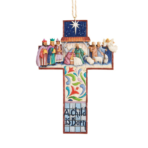 Cross Nativity Scene Ornament