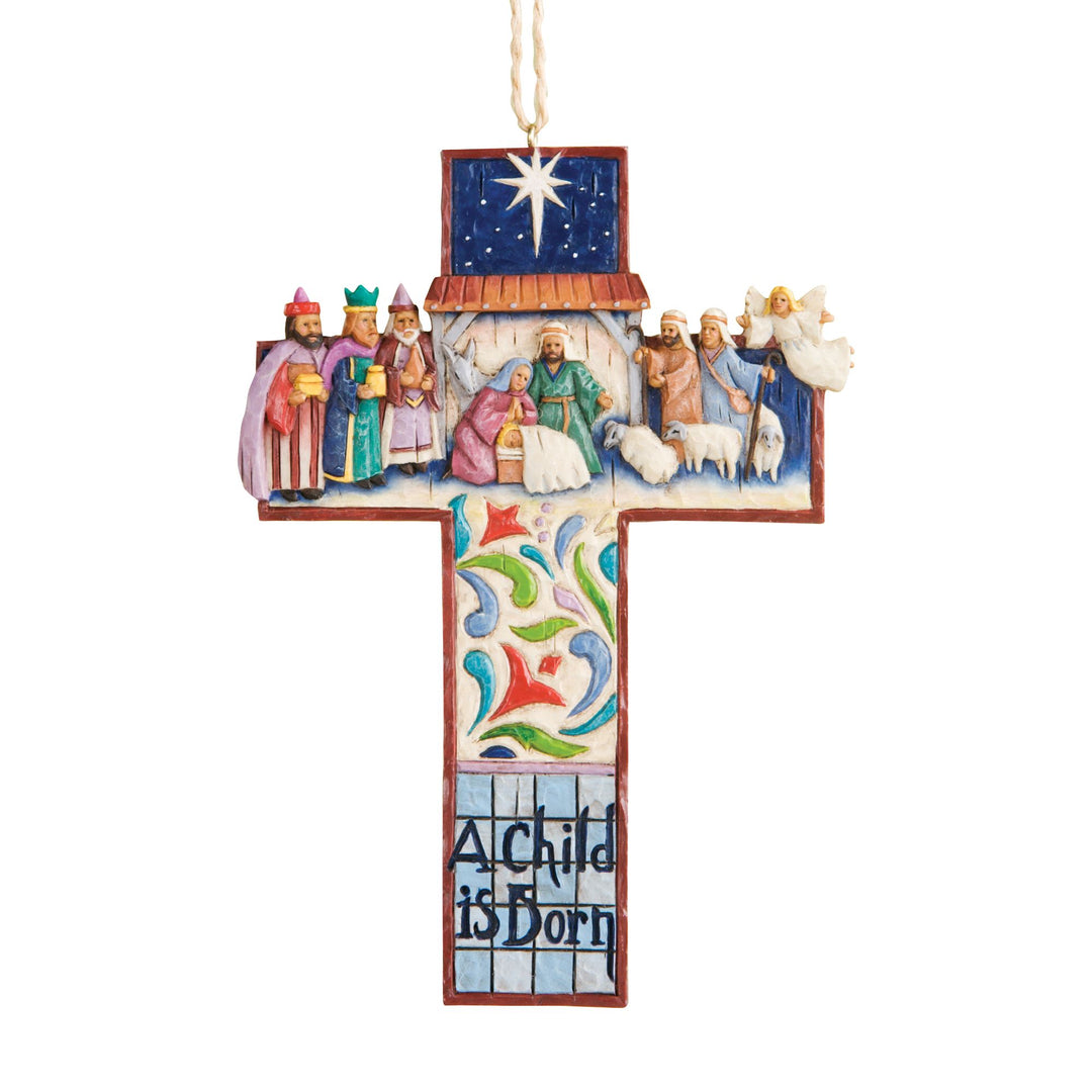 Cross Nativity Scene Ornament