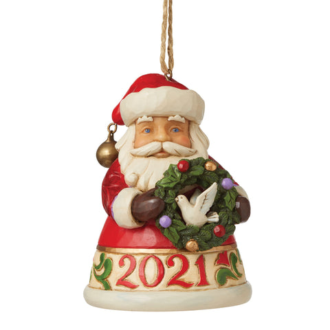 Santa w/Wreath Dated 2021 Orn