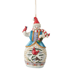 Snowman with Cardinal Ornament